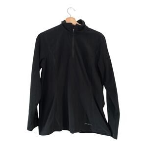 Eddie Bauer Fleece Shirt 1/4 Zip Pullover Womens Size Large Black